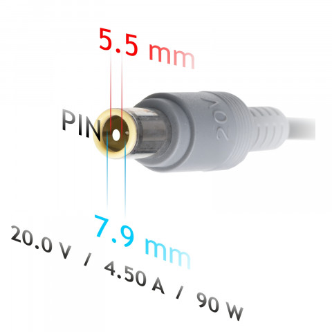 AKYGA ZASILACZ DO NOTEBOOKA LENOVO 20V 4.5A 90W 7.9*5.5 PIN AK-ND-18 - Galeria zdjęcie 6