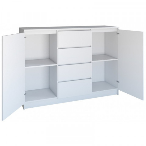 KOMODA 2 DRZWI 4 SZUFLADY BIAŁY - Galeria zdjęcie 3