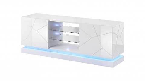 Szafka RTV QIU 160 MDF biały połysk/ biały połysk - Galeria zdjęcie 1