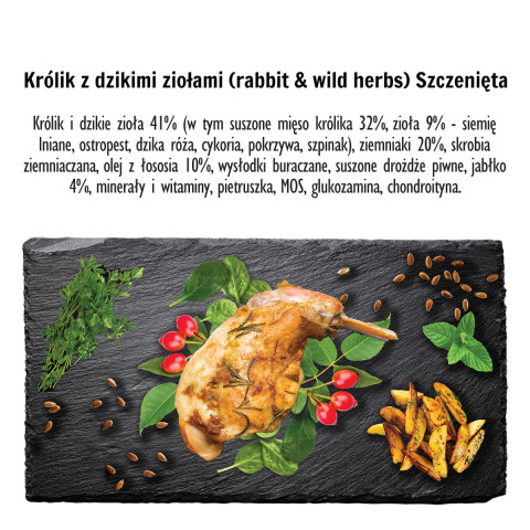 PAKA ZWIERZAKA Szczenięta Królik z dzikimi ziołami S - sucha karma dla psa - 3kg - Galeria zdjęcie 2