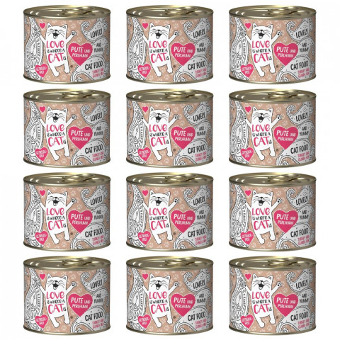 LOVE IS WHERE A CAT IS Indyk z perliczką - mokra karma dla kota - 12x200g - Galeria zdjęcie 1