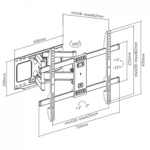 GEMBIRD UCHWYT REGULOWANY LCD 37-80 VESA 600X400MM - Galeria zdjęcie 3
