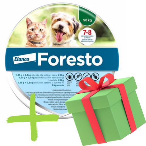 ELANCO Foresto - obroża przeciw kleszczom i pchłom dla psa i kota do 8kg (38cm) + GRATIS - Galeria zdjęcie 1