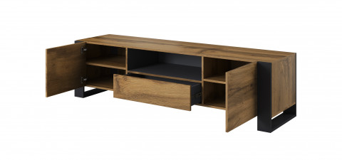 Szafka RTV WOOD 180/44/48 dąb wotan + antracyt - Galeria zdjęcie 3