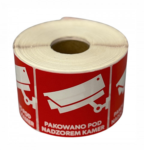 BSTech Etykieta samoprzylepna "Pakowane pod nadzorem kamer" 80x80 1000 szt - Galeria zdjęcie 5