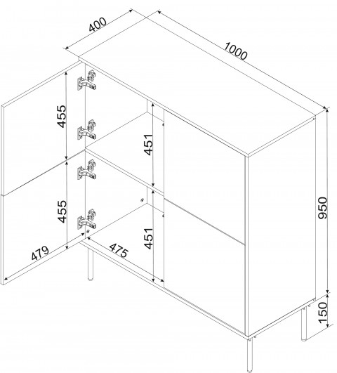 Komoda 4D TRESSE 100x40x110 zieleń mat - Galeria zdjęcie 4
