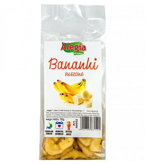 ALEGIA Banany suszone - przysmak dla gryzoni i królika - 60 g - Galeria zdjęcie 1