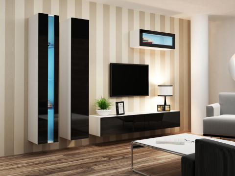Zestaw meblowy VIGO NEW 2 biały/czarny połysk - Galeria zdjęcie 1