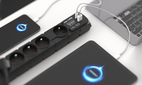 Listwa przeciwprzepięciowa Acar S6 USB A+C (szybka ładowarka) 1,5m ; czarny - Galeria zdjęcie 3