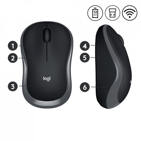 Mysz Logitech M185 bezprzewodowa, szara - Galeria zdjęcie 6