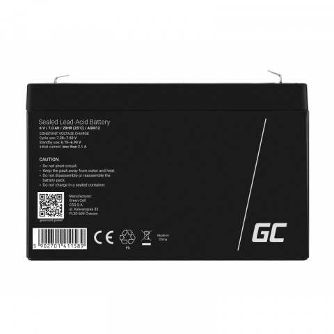 GREEN CELL AKUMULATOR ŻELOWY AGM12 6V 7AH - Galeria zdjęcie 5
