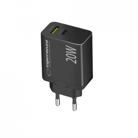 ESPERANZA ŁADOWARKA SIEC. 20W USB-C/USB-A EZC105K - Galeria zdjęcie 4