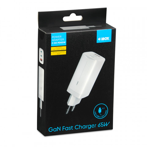 ŁADOWARKA SIECIOWA I-BOX C-65 GAN 65W KABEL, WHITE - Galeria zdjęcie 7