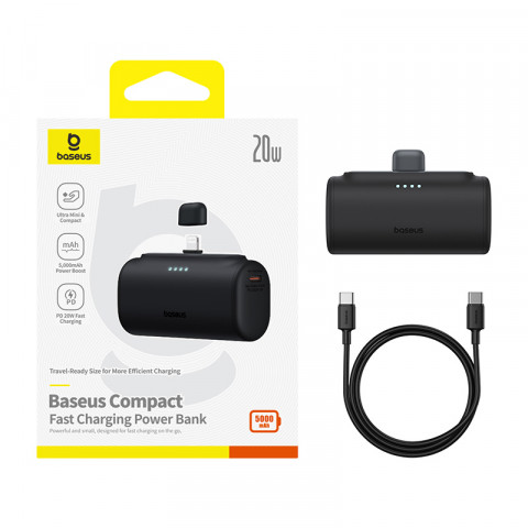 Powerbank Baseus Compact IP 5000mAh 20W USB-C/Lightning (czarny) - Galeria zdjęcie 8