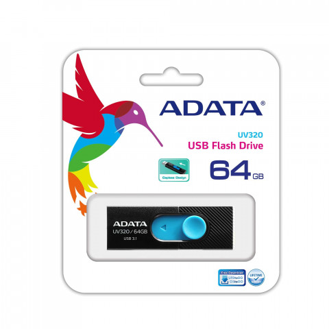 ADATA FLASHDRIVE UV320 64GB USB3.1 Black-Blue - Galeria zdjęcie 3