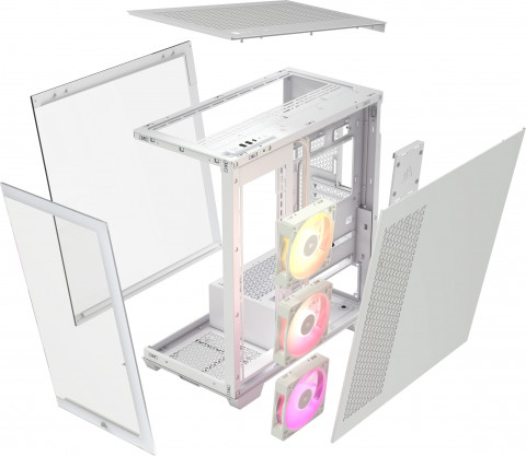 iCUE LINK 3500X RGB Tempered Glass Mid-Tower, White - Galeria zdjęcie 6