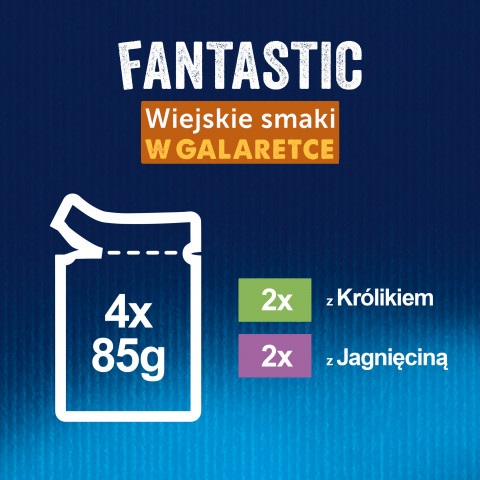 FELIX Fantastic królik, Jagnięcina - mokra karma dla kota - 4x85g - Galeria zdjęcie 3