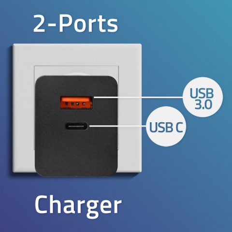 QOLTEC ŁADOWARKA GAN POWER PRO | 1XUSB-C | 1XUSB - Galeria zdjęcie 2