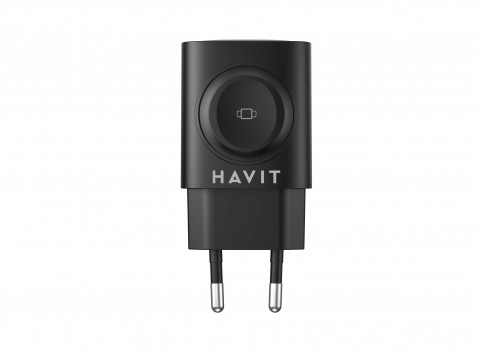 Havit UC132 EU - dwuportowa ładowarka GaN 22 W z opcją ładownia bezprzewodowego, czarna - Galeria zdjęcie 2