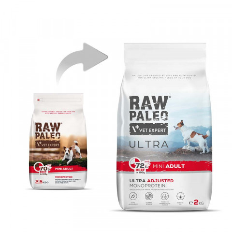 VET EXPERT Raw Paleo Ultra Mini Adult Wołowina - sucha karma dla psa - 2kg - Galeria zdjęcie 4