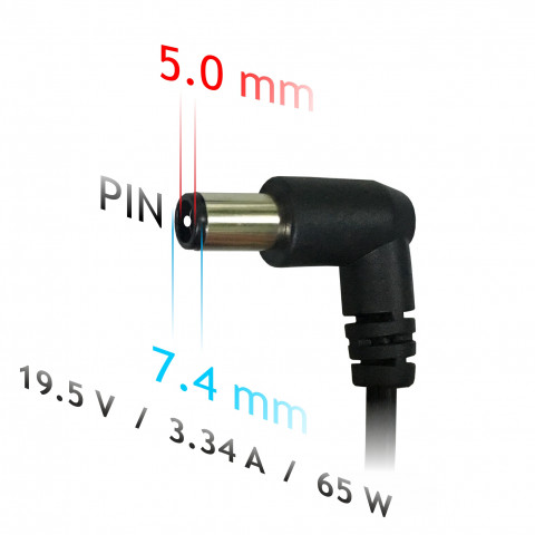 AKYGA ZASILACZ DO NOTEBOOKA DELL 19.5V 3.34A 65W 7.4*0.6 PIN AK-ND-05 - Galeria zdjęcie 3