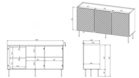 Komoda 3D2SZ ONDA 150x45x85 czarny - Galeria zdjęcie 4