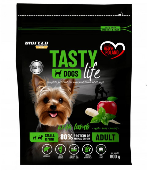 BIOFEED Tasty Dogs Life Adult Small With Lamb - sucha karma dla psa - 600g - Galeria zdjęcie 1