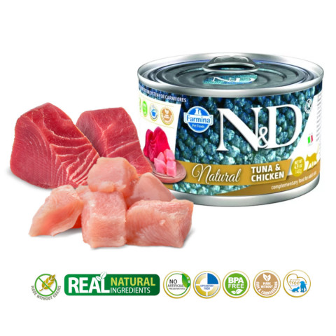 FARMINA N&D Cat Natural Tuńczyk&Kurczak- mokra karma dla kota - 140 g - Galeria zdjęcie 2