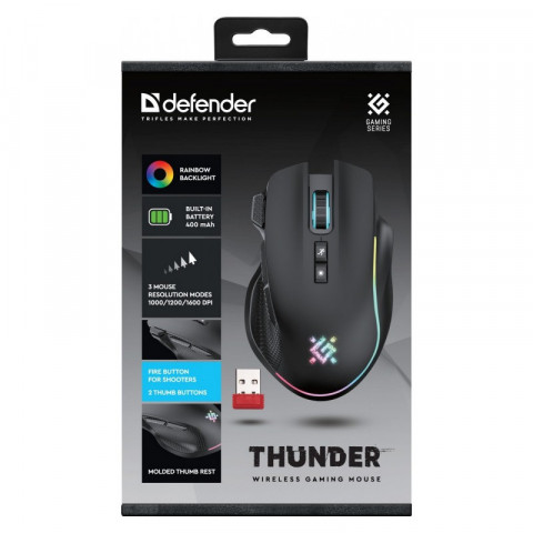 DEFENDER MYSZ GM-213 THUNDER RF 1600dpi 8P CZARNA - Galeria zdjęcie 4