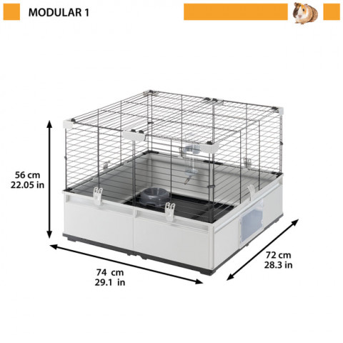 FERPLAST Modular 1 - klatka dla królika i świnki morskiej - 74 x 72 x 56cm - Galeria zdjęcie 5