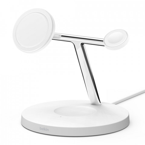 Ładowarka bezprzewodowa Belkin BoostCharge Pro 3-in-1 Wireless Charger with Official MagSafe Charging iPhone/Apple Watch/AirPods 15W White - Galeria zdjęcie 2
