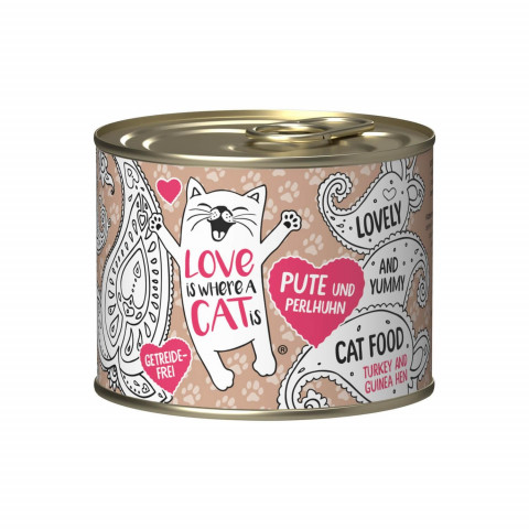 LOVE IS WHERE A CAT IS Indyk z perliczką - mokra karma dla kota - 24x200g - Galeria zdjęcie 2