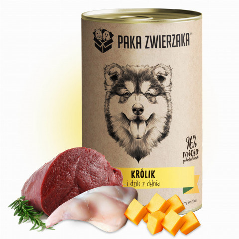 PAKA ZWIERZAKA Królik i dzik z dynią - mokra karma dla psa - 400g - Galeria zdjęcie 2