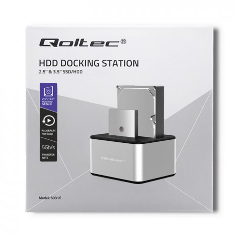 QOLTEC STACJA DOKUJĄCA DYSKÓW 2XHDD/SSD | USB 3.0 - Galeria zdjęcie 5