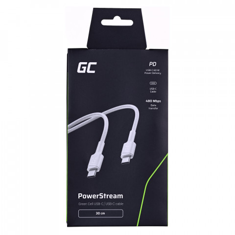 GREEN CELL KABEL KABGC31W USB-C - USB-C 0,3M BIAŁY - Galeria zdjęcie 6