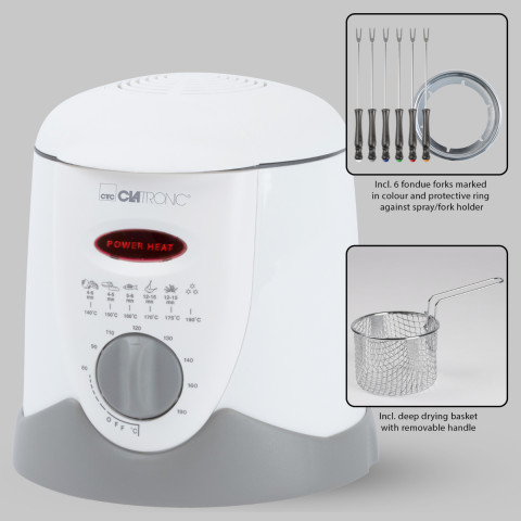 Frytownica Clatronic FFR 2916 z fondue (1l 840W biało-szara) - Galeria zdjęcie 6