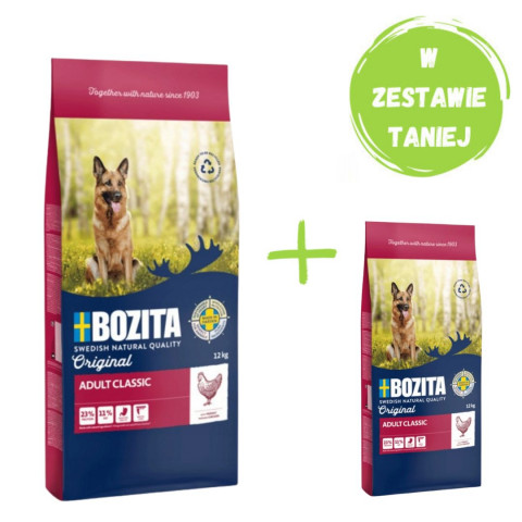 BOZITA Original Adult Classic Kurczak - sucha karma dla psa - 12kg + GRATIS! - Galeria zdjęcie 1