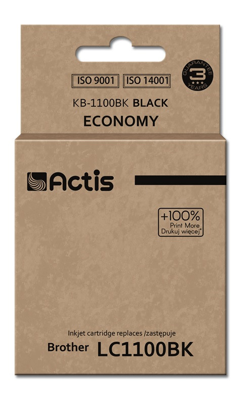 Actis KB-1100Bk Tusz do drukarki Brother, Zamiennik Brother LC1100BK/980BK; Standard; 28 ml; czarny. - Galeria zdjęcie 1