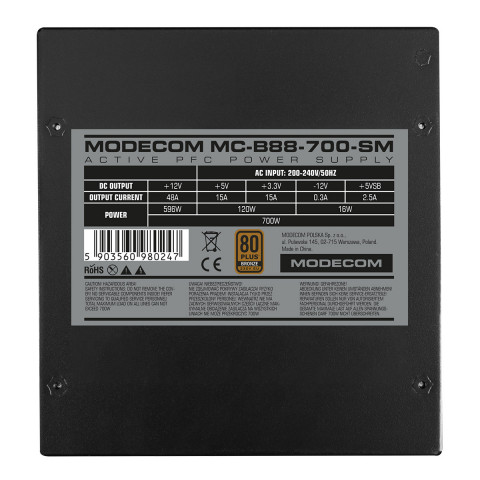 MODECOM ZASILACZ MC-B88-700SM 80+ BRONZE 230V EU - Galeria zdjęcie 2