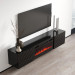 Szafka RTV LUXE 182,6x34,5x37,5 czarny/czarny połysk + czarny kominek - Galeria zdjęcie 3