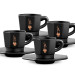 Bialetti Zestaw 4 filiżanek z podstawką - Czarny z miedzianym logo - Galeria zdjęcie 2