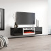 Szafka RTV LUXE 182,6x34,5x37,5 czarny/czarny połysk + biały kominek - Galeria zdjęcie 2
