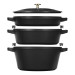 Zestaw 3 naczyń żeliwnych z pokrywką STAUB 40508-386-0 - czarny 24 cm - Galeria zdjęcie 1