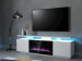 Szafka RTV EVA z kominkiem elektrycznym 180x40x52 biały/biały połysk - Galeria zdjęcie 3