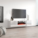 Szafka RTV LUXE 182,6x34,5x37,5 biały/biały połysk + biały kominek - Galeria zdjęcie 2