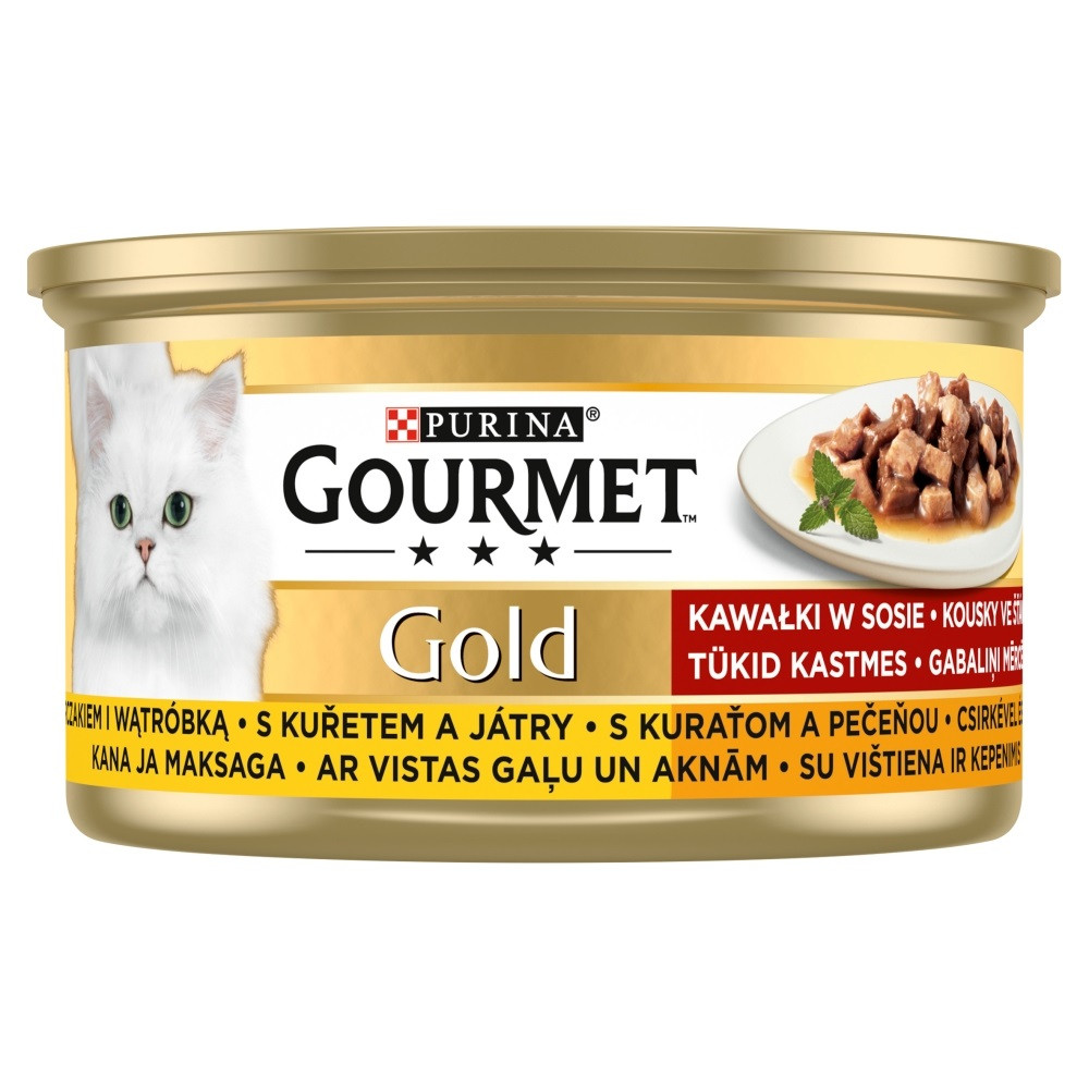 GOURMET GOLD Kurczak i wątróbka w sosie - mokra karma dla kota - 12x85 g - zdjęcie 1