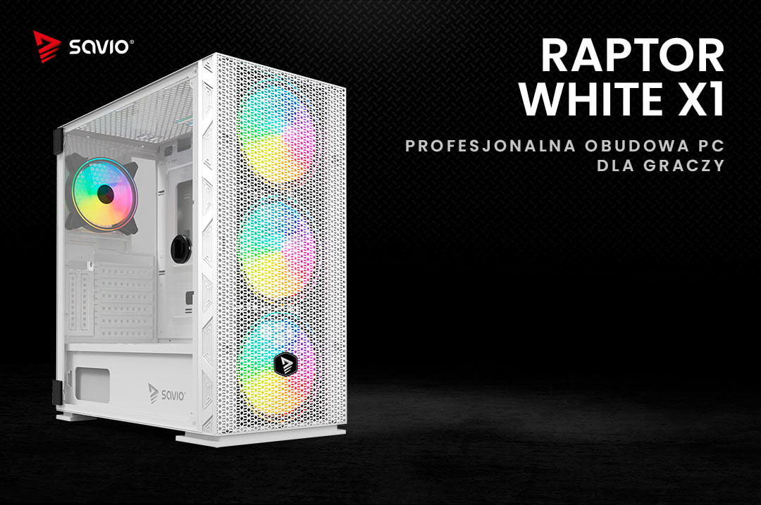 SAVIO OBUDOWA KOMPUTEROWA RAPTOR WHITE X1 ARGB - zdjęcie 1