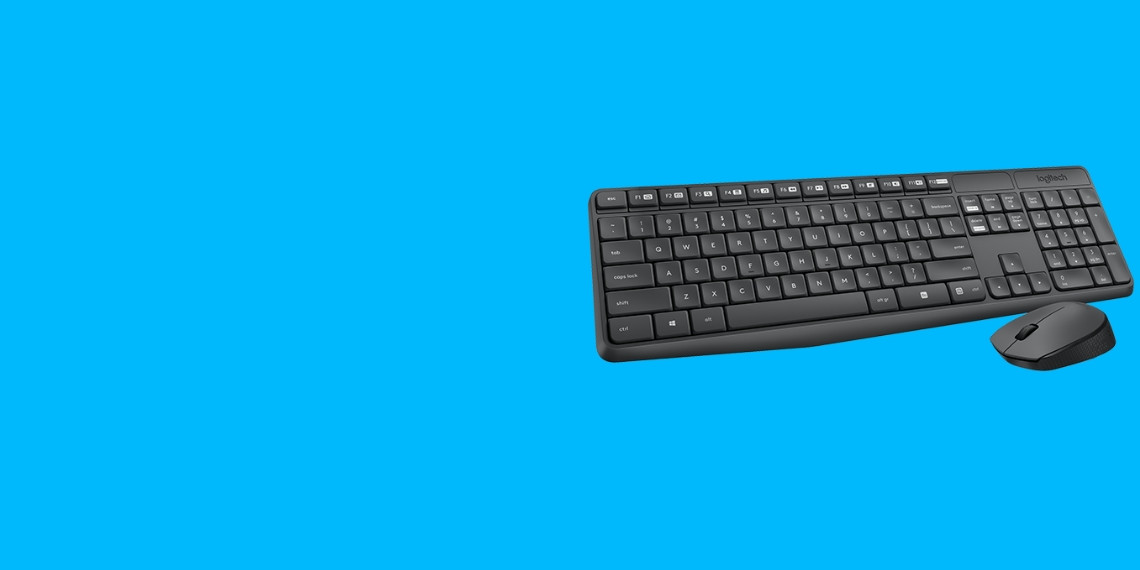 Klawiatura + Mysz Logitech MK235 bezprzewodowa, szara, us - zdjęcie 1