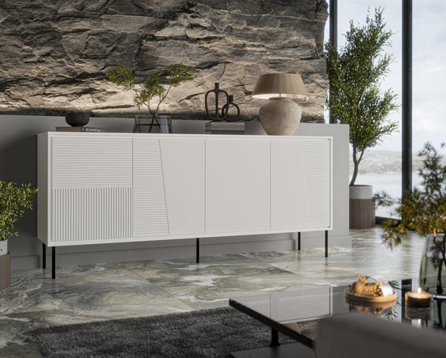 Komoda 4D ABI 200x45x88 biały mat - zdjęcie 1