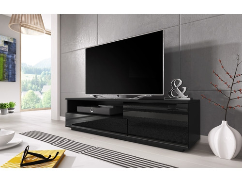 Szafka RTV MUZA 138/40/41 czarny/ czarny połysk - zdjęcie 1